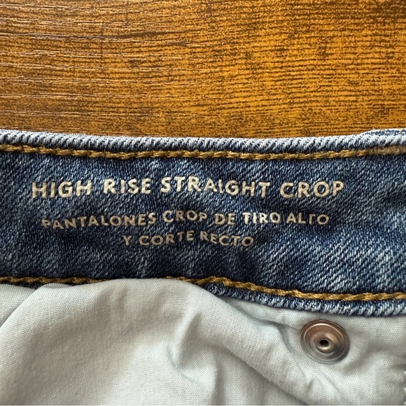 Universal Thread High Rise Straight Crop Blue Jeans Size 00 Distressed Raw Hem - Picture 4 of 11